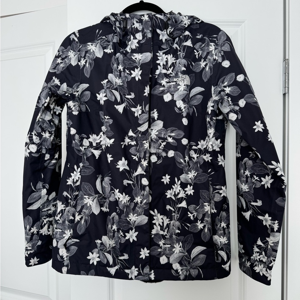 The North Face Black and White Floral Women's Waterproof Rain Jacket